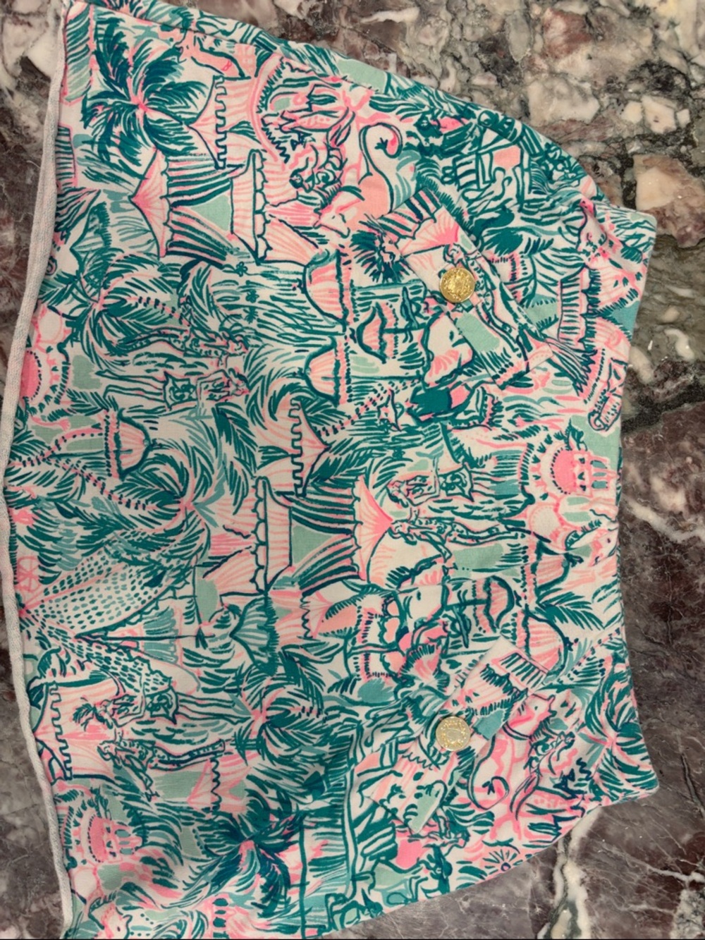 Tropical Print Mini Skort in Turquoise & Pink